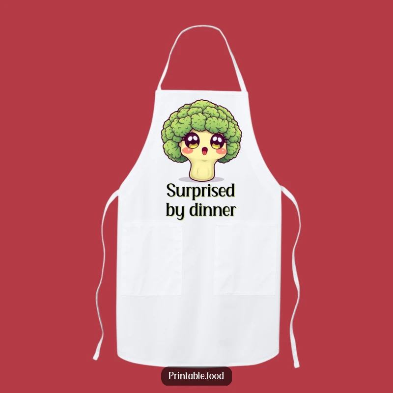 Funny Broccoli Apron: Surprised Chef Stays Wide-Eyed, Kitchen Humorous Accessory Gift