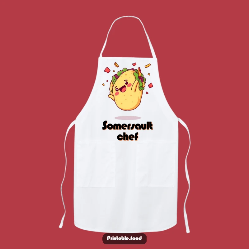 Funny Delighted Taco Somersault Apron - Kitchen Fiesta Humor