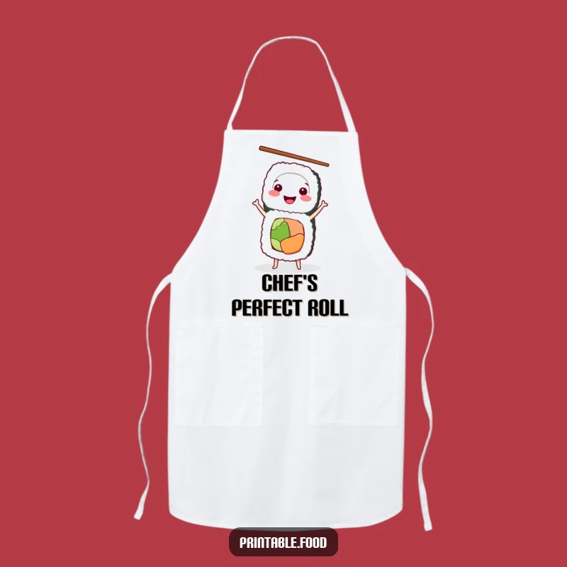 Funny Sushi Chef Apron: Smiling Roll Handstand, Perfect Cooking Gift