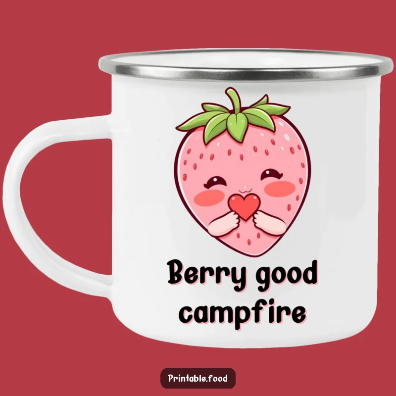 Funny Blushing Strawberry Heart Camping Mug - Sweet Outdoor Humorous Gift