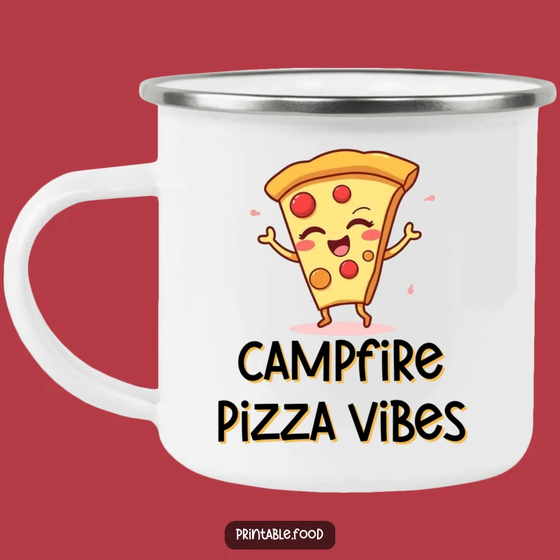 Funny Winking Pizza Dance Camping Mug - Your Hilarious Companion for Outdoor Feasts