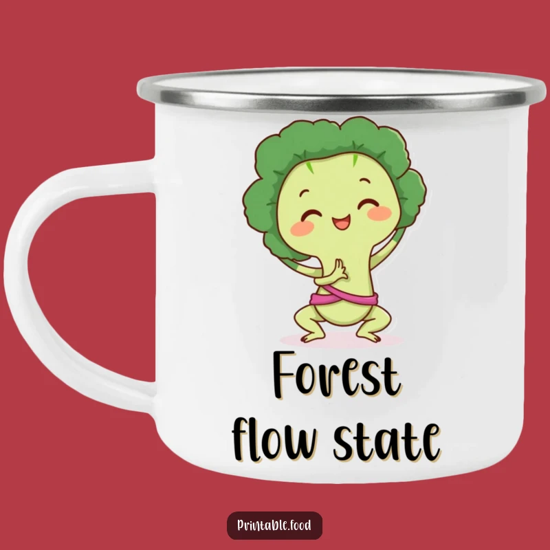Funny Enamel Camping Mug: Broccoli's Trail Zen, Hilarious Outdoor Funny Gift