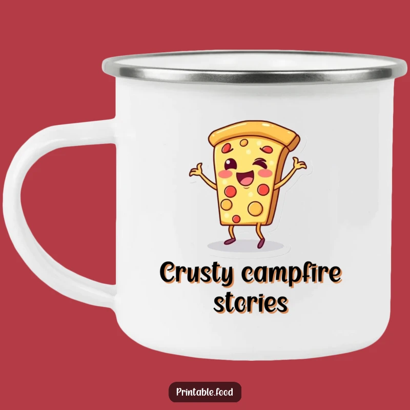 Funny Cheerful Pizza Dance Camping Mug - Hilarious Outdoor Foodie Gift