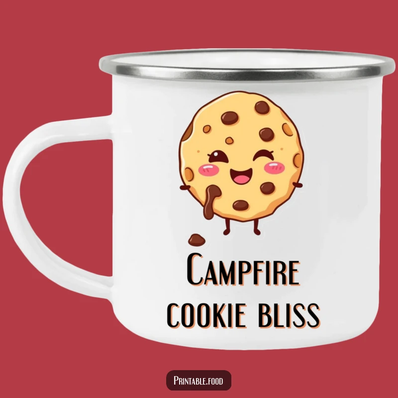 Funny Cookie Camping Mug: Happy Character Melts Outdoors, Humorous Adventure Gift