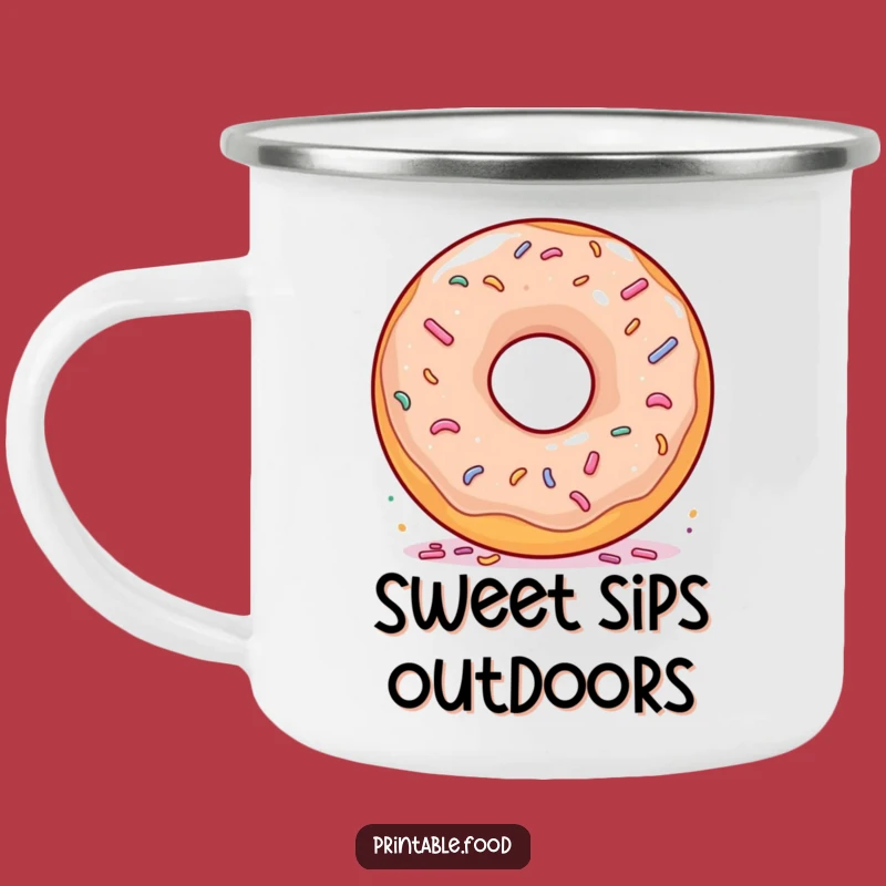 Funny Donut Spinning Sprinkles Camping Mug: Sweet Sips for Outdoor Adventures