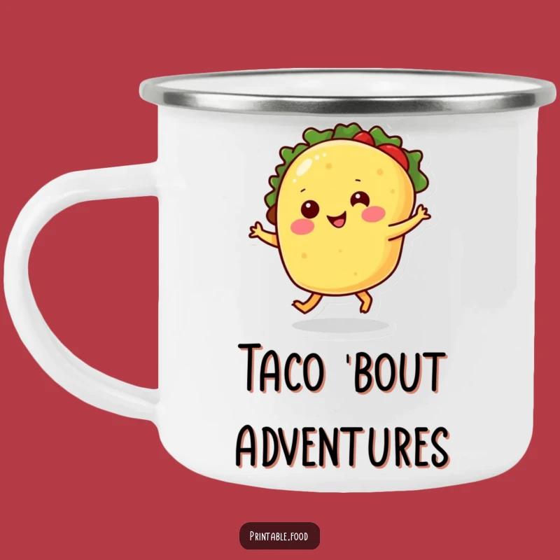 Funny Smiling Taco Camping Mug: Outdoor Dancing Food Cup, Humorous Gift
