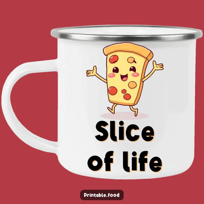 Funny Pizza Slice Dancing Camping Mug: Your Fun Companion for Outdoor Feasts