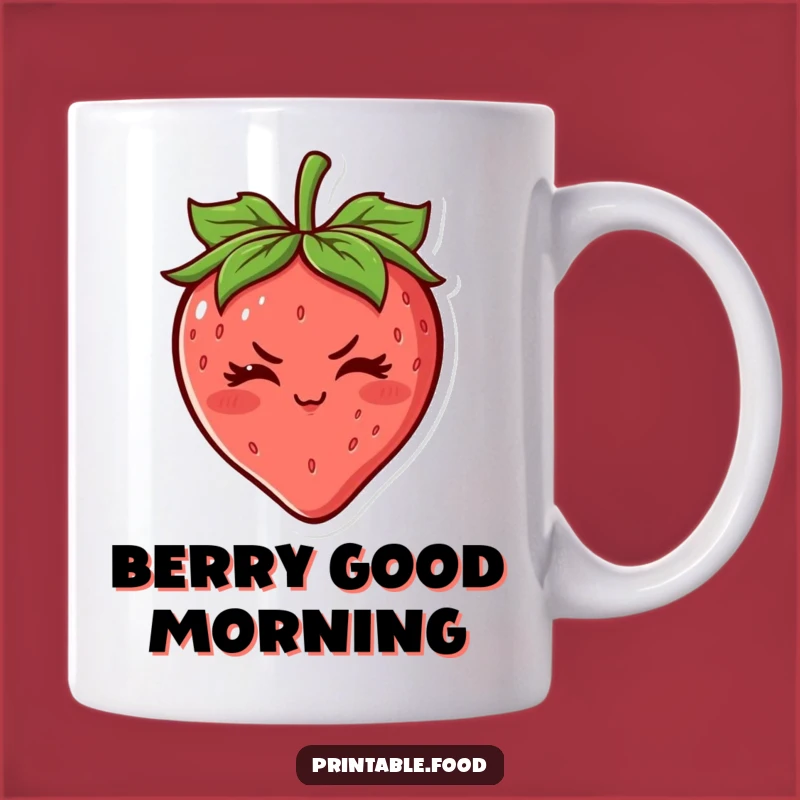Funny Strawberry Wink Mug: Sweet Determination - Hilarious Fruit Lover Gift