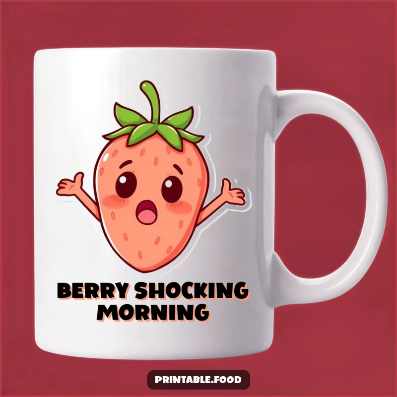 Funny Surprised Strawberry Mug - Hilarious Fruit Lover Gift