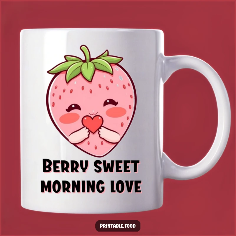 Funny Blushing Strawberry Heart Mug - Adorable Romantic Gift for Sweethearts