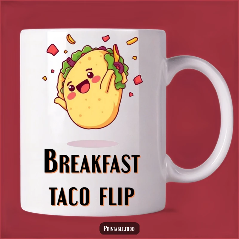 Funny Delighted Taco Somersault Mug - Hilarious Mexican Food Character Gift