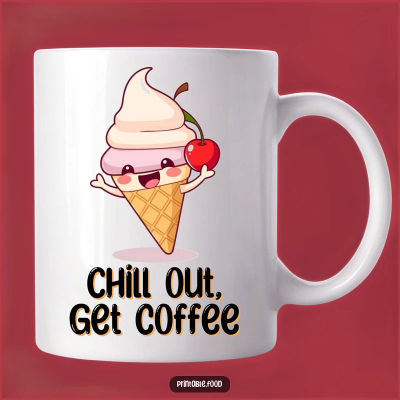 Funny Ice Cream Cone Mug: Playful Cherry Character, Perfect Funny Gift for Sweet Treats