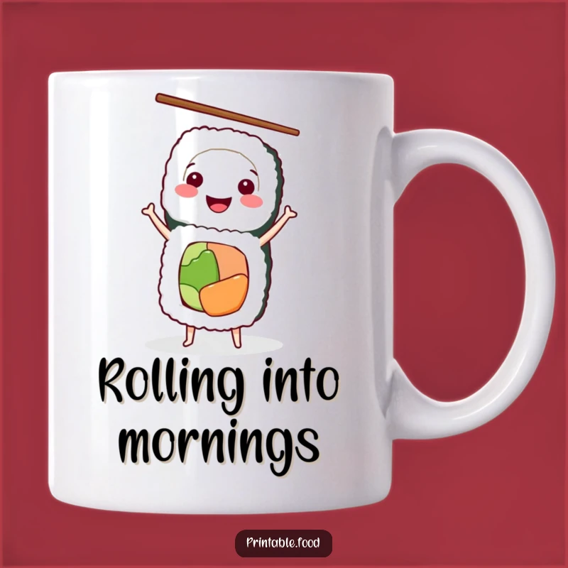 Funny Sushi Handstand Mug: Smiling Roll, Perfect Japanese Food Gift
