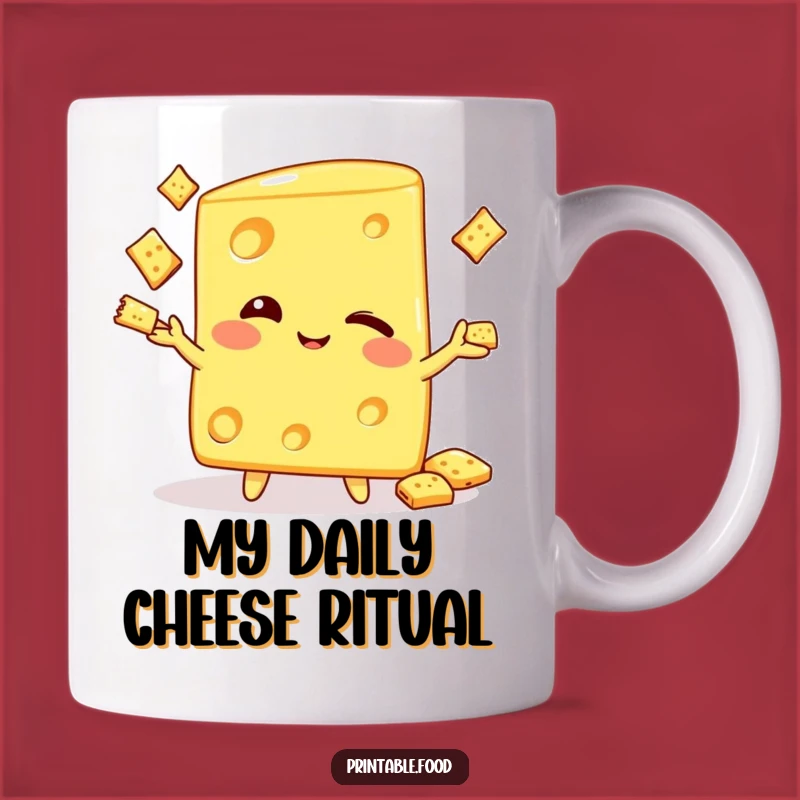 Funny Winking Cheese Wedge Mug - Juggling Crackers Humor Gift for Foodies