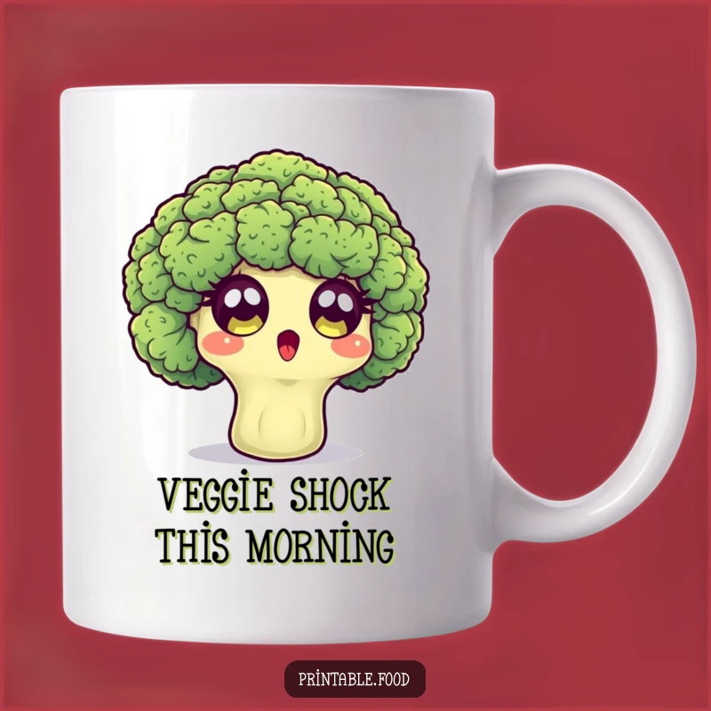 Funny Broccoli Mug: Surprised Floret with Wide Eyes, Perfect Humorous Gift