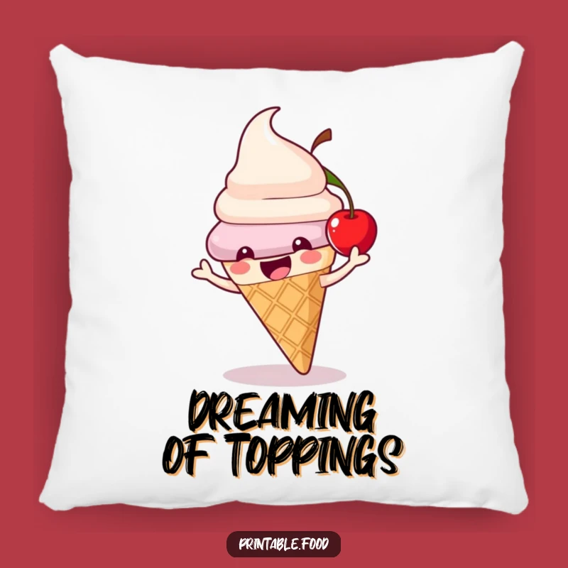 Funny Ice Cream Cone Pillow: Comfy Cherry Character, Sweet Funny Gift for Lounging
