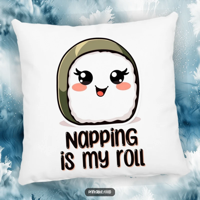 Funny Sushi Roll Pillow: A happy sushi roll with expressive, wiggling eyes offers cozy comfort and a dose of undeniable humor.