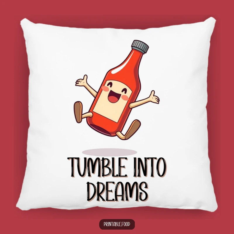 Funny Ketchup Cartwheel Pillow - Soft & Hilarious Condiment Cushion