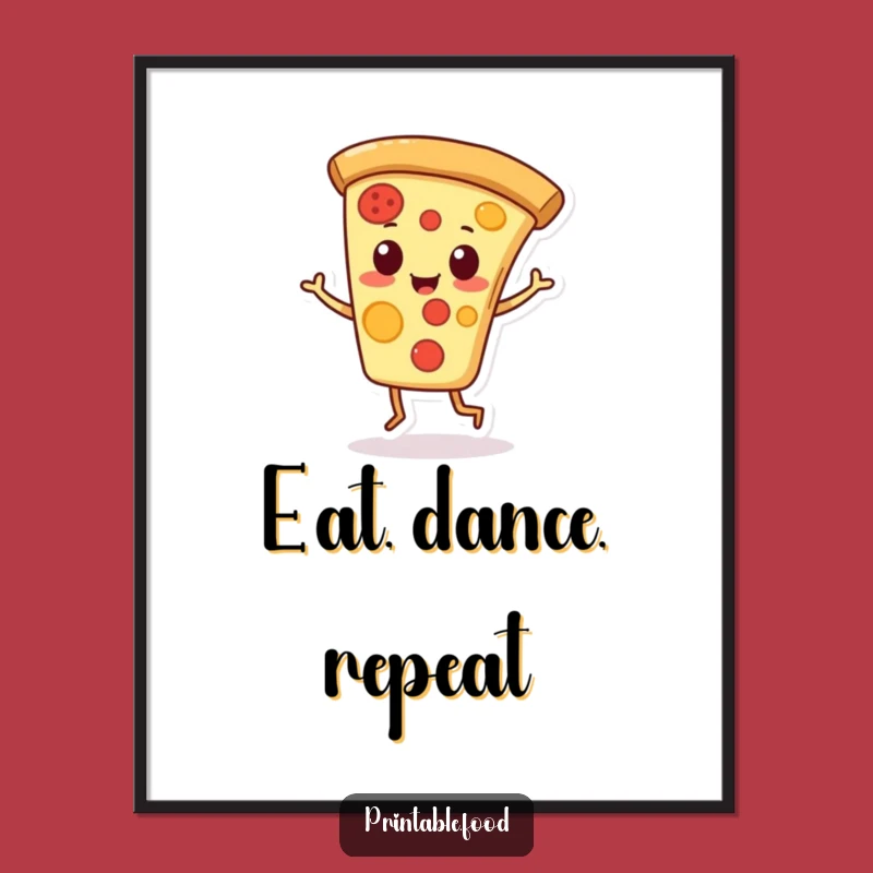 Funny Pizza Slice Digital Art: Playful Character Jigs Instantly, Humorous Decor Gift