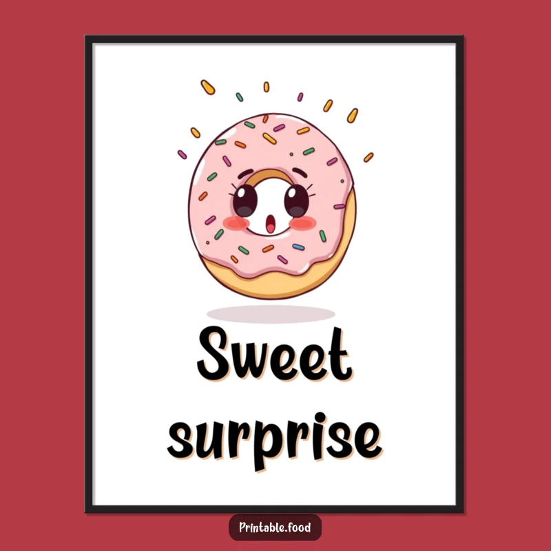 Funny Donut Art Print: Surprised Sprinkles, Digital Sweet Decor Gift