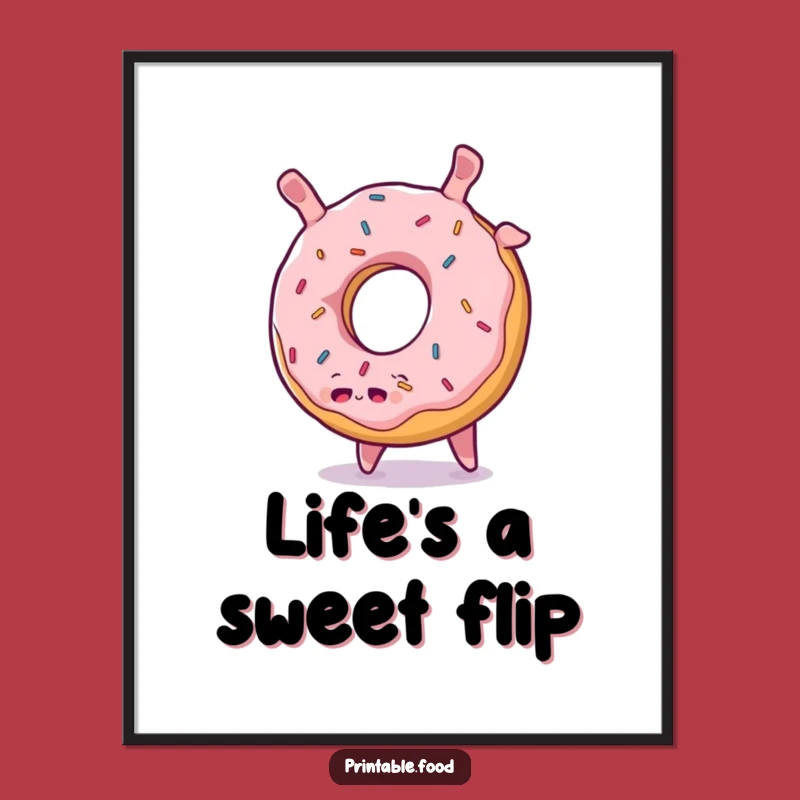 Funny Donut Somersault Digital Art: Instant Sweetness with a Cheerful Character