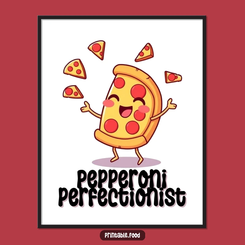 Funny Pizza Juggling Digital Art Print: Instant Foodie Decor