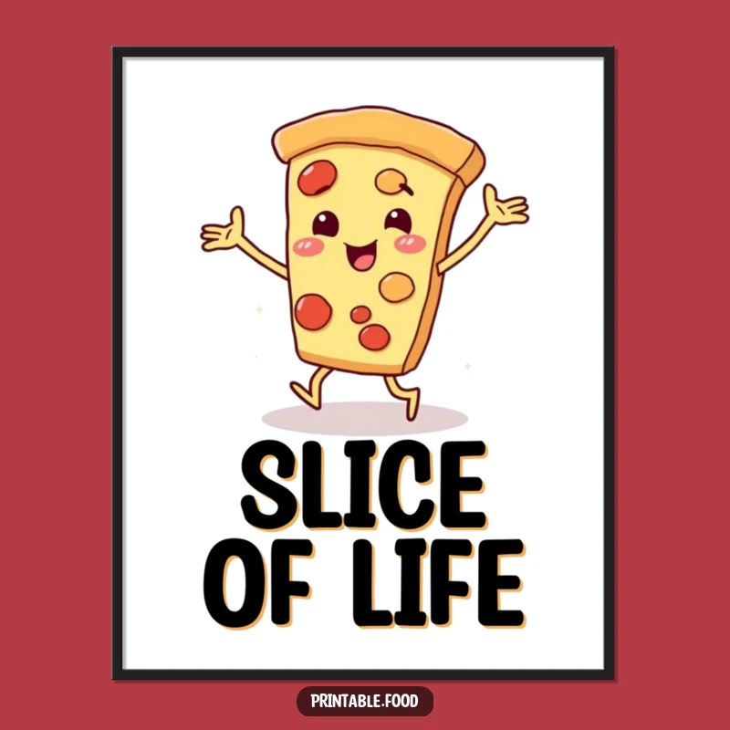 Funny Pizza Slice Dancing Digital Art: Instant Download of Cheerful Foodie Fun