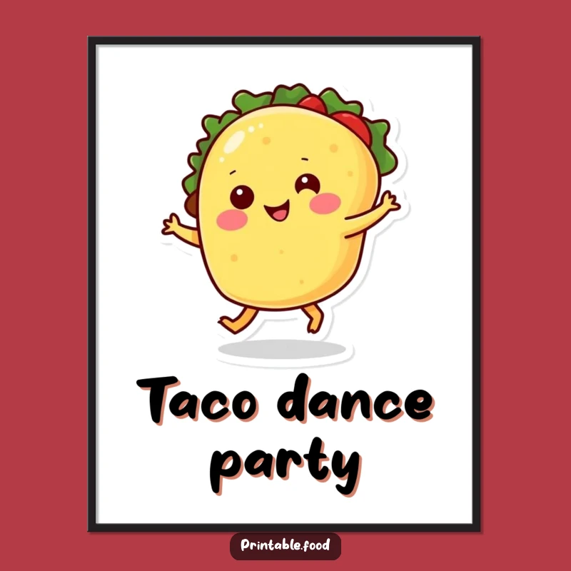 Funny Smiling Taco Digital Art: Instant Dancing Food Download, Humorous Gift