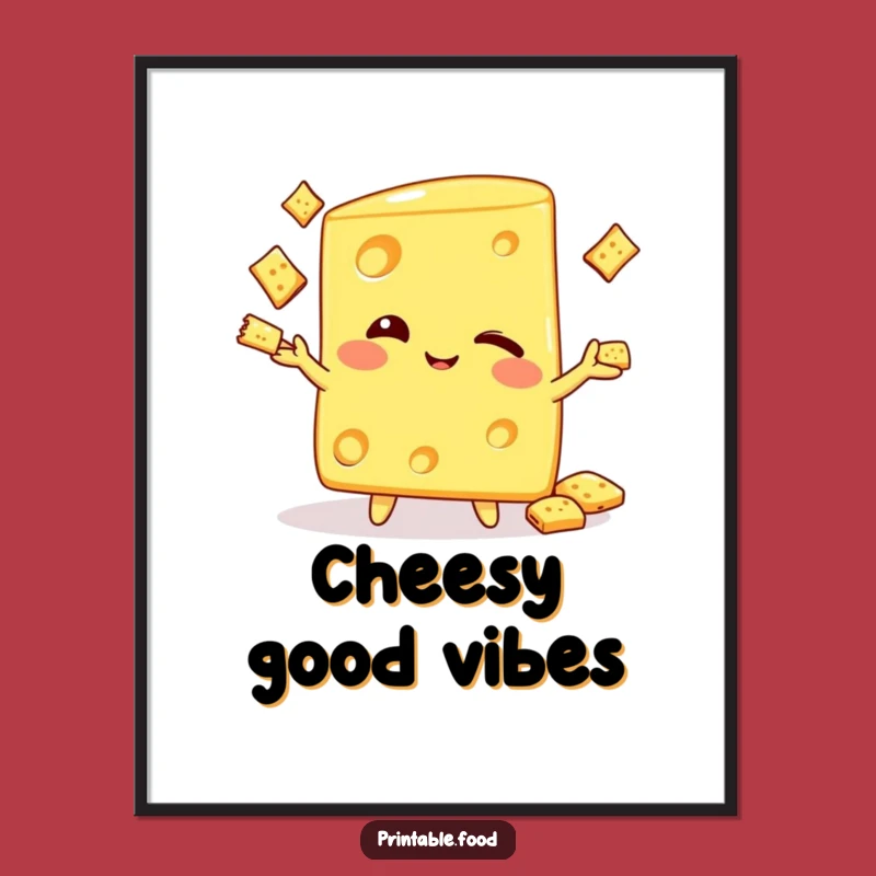Funny Winking Cheese Wedge Digital Art - Juggling Humor Decor, Hilarious Gift