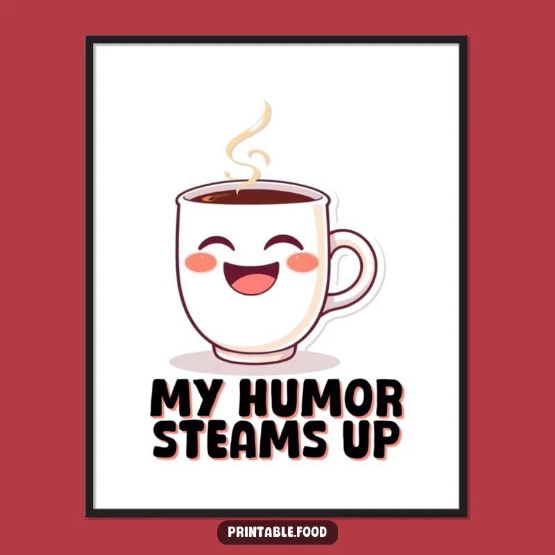 Funny Winking Coffee Cup Digital Art - Steaming Laughing Character