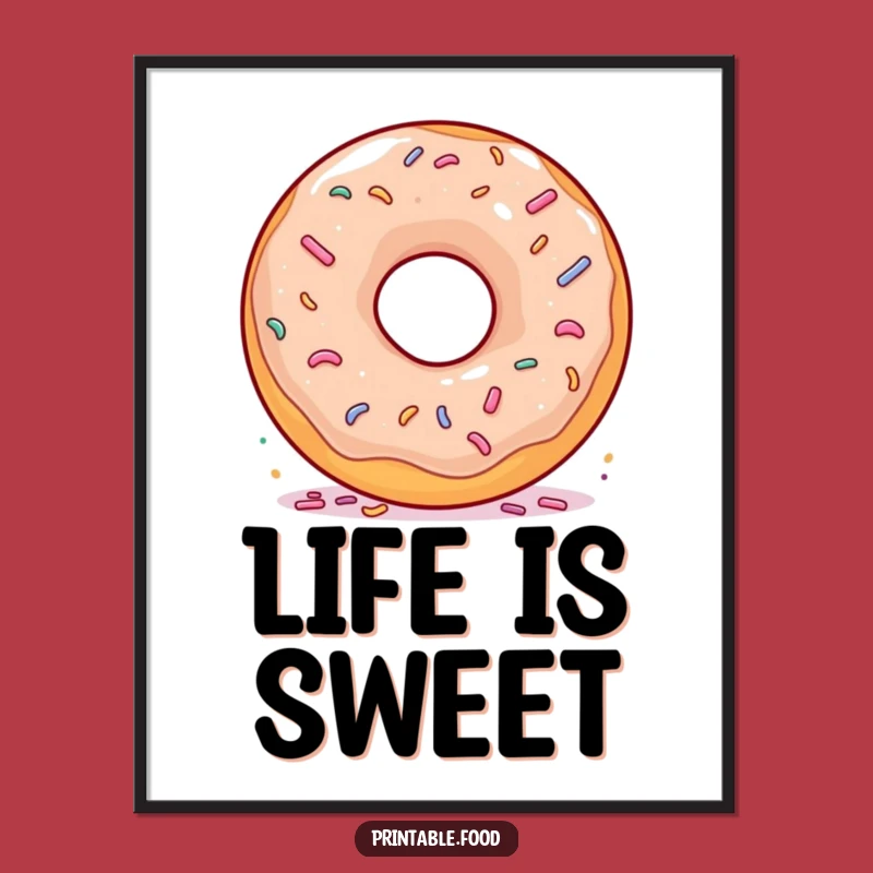 Funny Donut Spinning Sprinkles Digital Print: Instant Sweet Wall Art