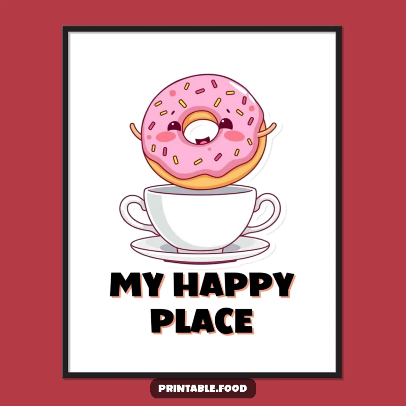 Funny Donut Teacup Digital Print: Bring Sweet Giggles to Your Walls