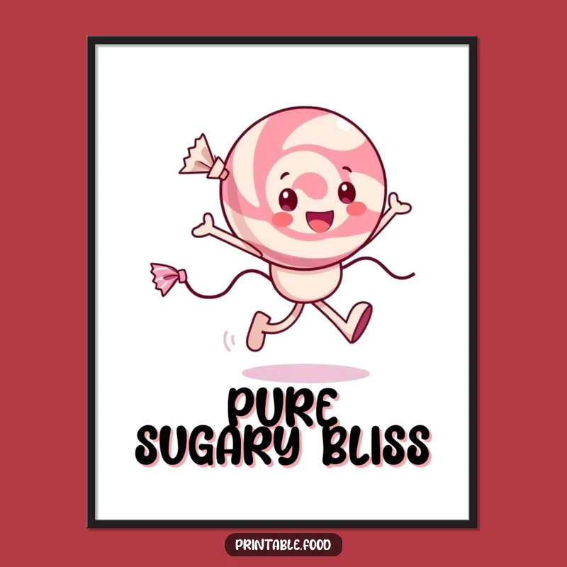 Funny Candy Digital Art: Skipping Character Print, Instant Funny Gift Download