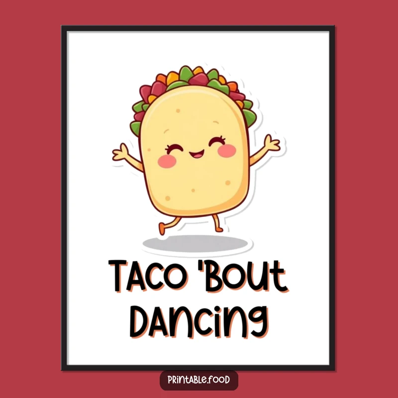 Funny Taco Dance Digital Art - Fiesta Character Printable