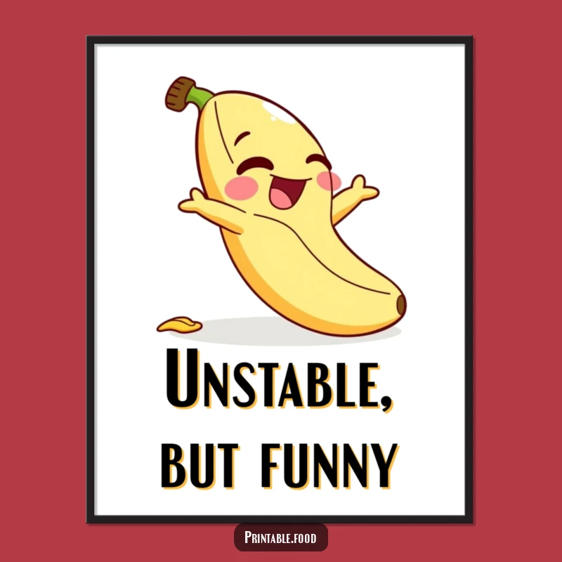 Funny Banana Slip Digital Art - Giggling Character Printable