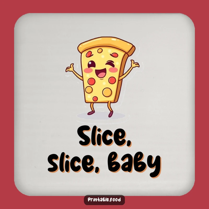 Funny Cheerful Pizza Dance Coaster - Hilarious Foodie Tabletop Gift