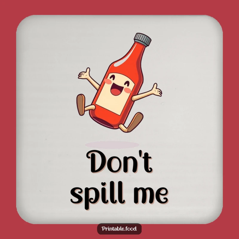 Funny Ketchup Cartwheel Coaster - Hilarious Condiment Protector