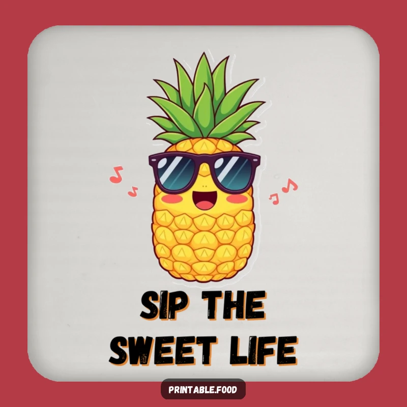 Funny Pineapple Sunglasses Coaster: Protect Surfaces with Tropical Style, A Sunny Table Accent