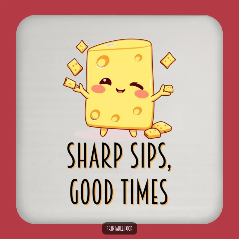 Funny Winking Cheese Wedge Drink Coaster - Juggling Humor Accessory, Perfect Gift