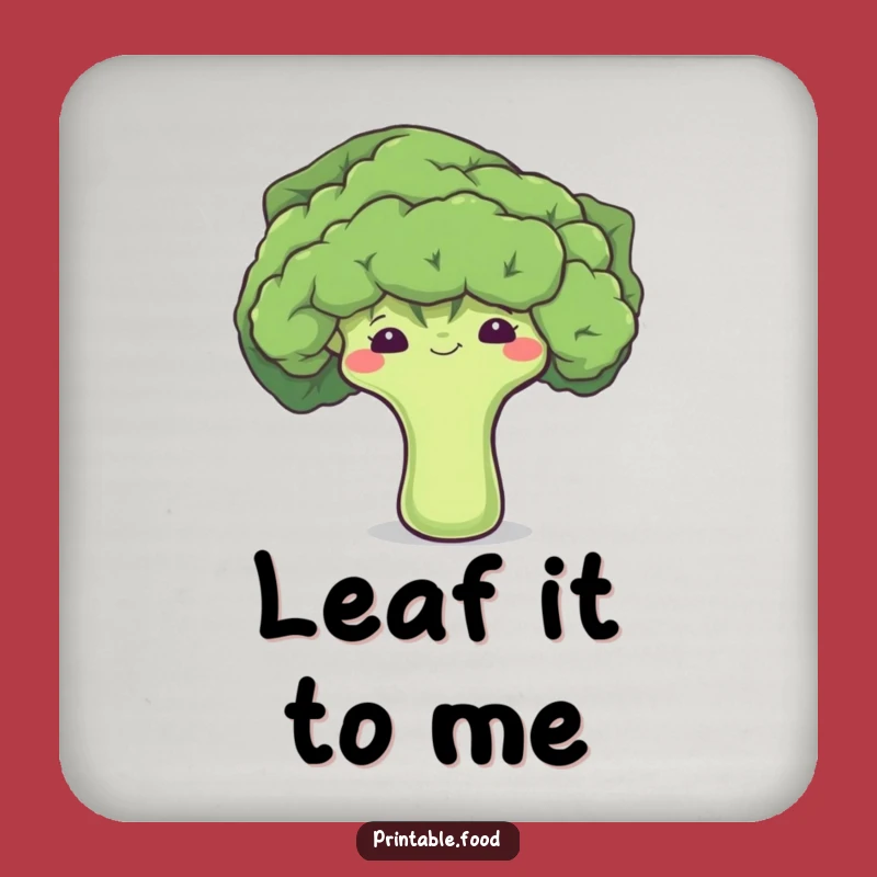 Funny Shy Broccoli Coaster: Cute Veggie Drink Protector, Humorous Housewarming Gift