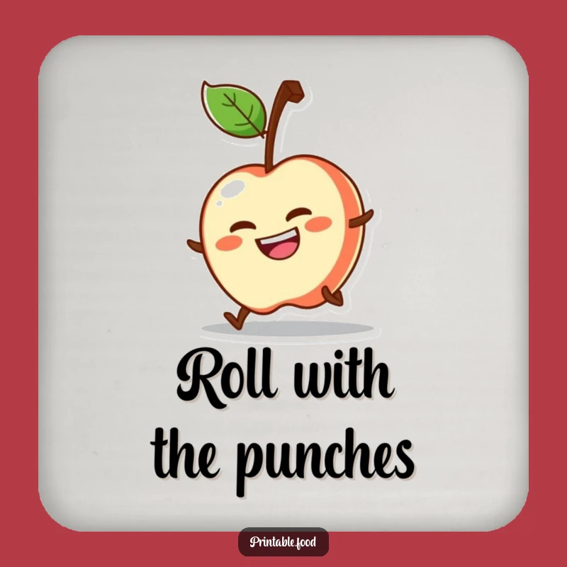 Funny Determined Apple Coaster: Fruit Drink Protector, Humorous Housewarming Gift