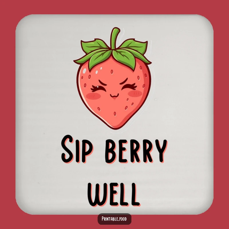 Funny Strawberry Wink Coaster: Protect Your Surfaces with Sweetness - Hilarious Drink Accessory