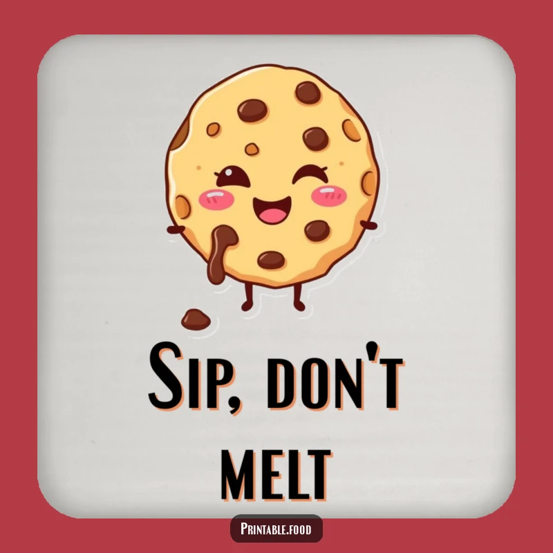 Funny Cookie Coaster: Happy Character Melts with Drinks, Humorous Decor Gift