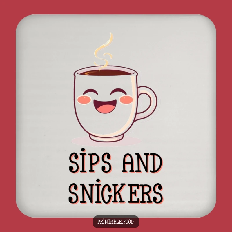 Funny Winking Coffee Cup Coaster - Steaming Laughing Character