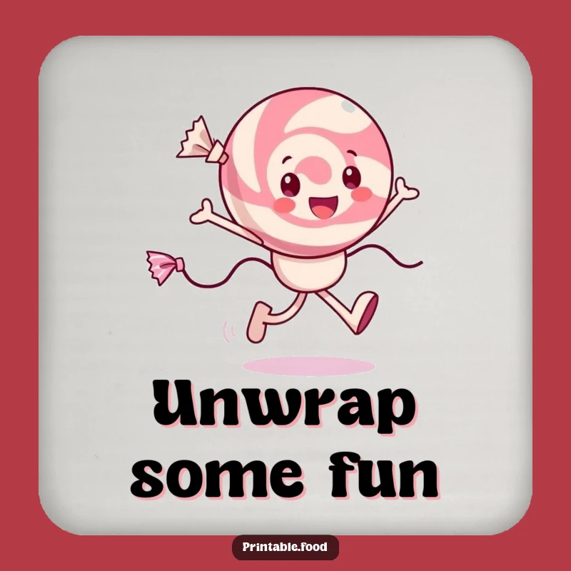 Funny Candy Coaster: Cheerful Skipping Character, Chic Funny Gift for Tables