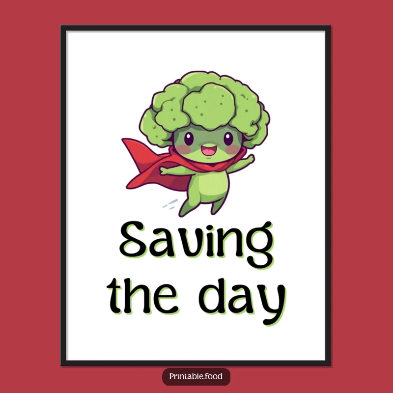 Funny Broccoli Superhero Poster - Hilarious Veggie Art for Walls