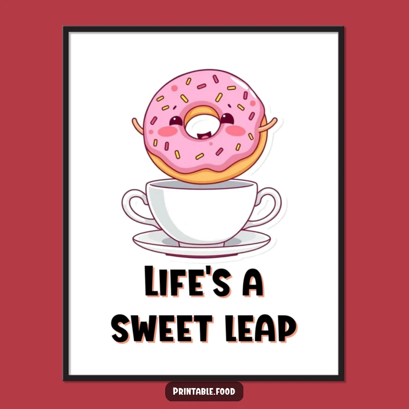 Funny Donut Teacup Poster: Add Sweet Giggles to Your Walls