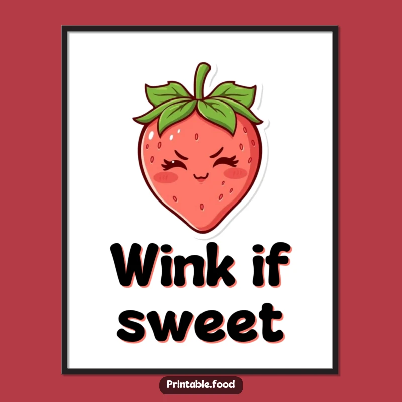Funny Strawberry Wink Poster: Sweet Determination - Hilarious Fruit Art