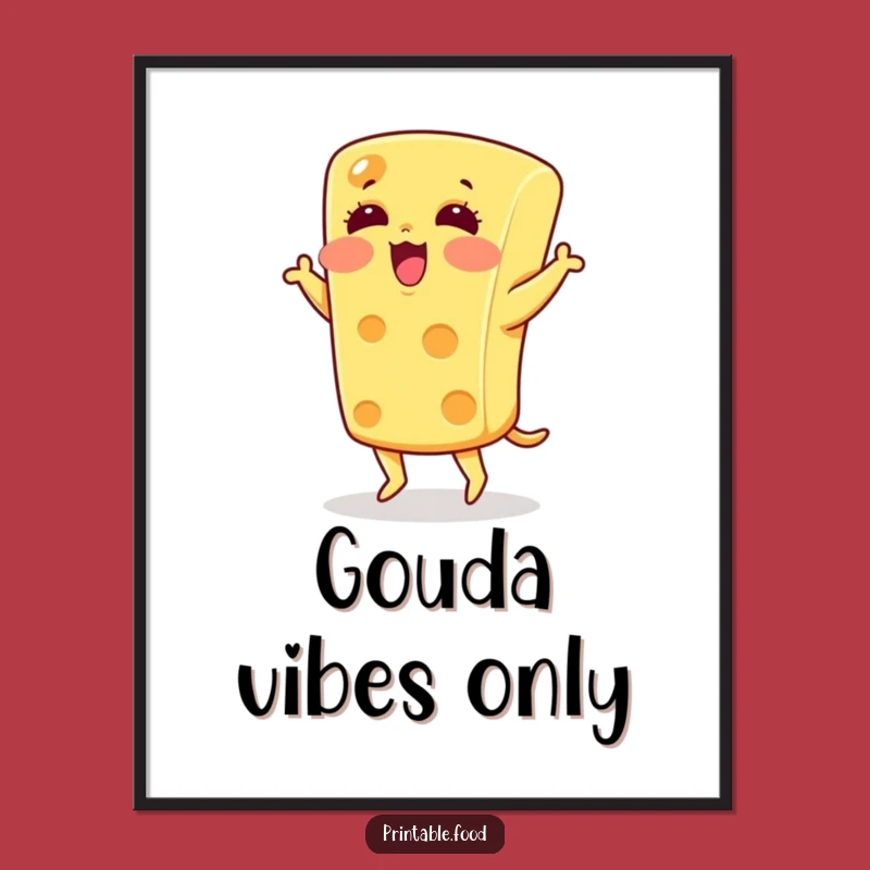 Funny Blushing Cheese Poster - Whimsical Wall Art for Foodies