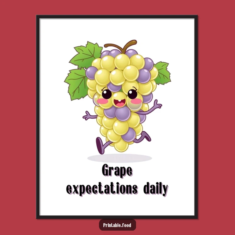 Funny Grape Bunch Running Poster: Whimsical Wall Art for a Dose of Daily Glee